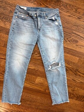 GAP Light Blue Distressed Boyfriend Jeans with Knee Rip